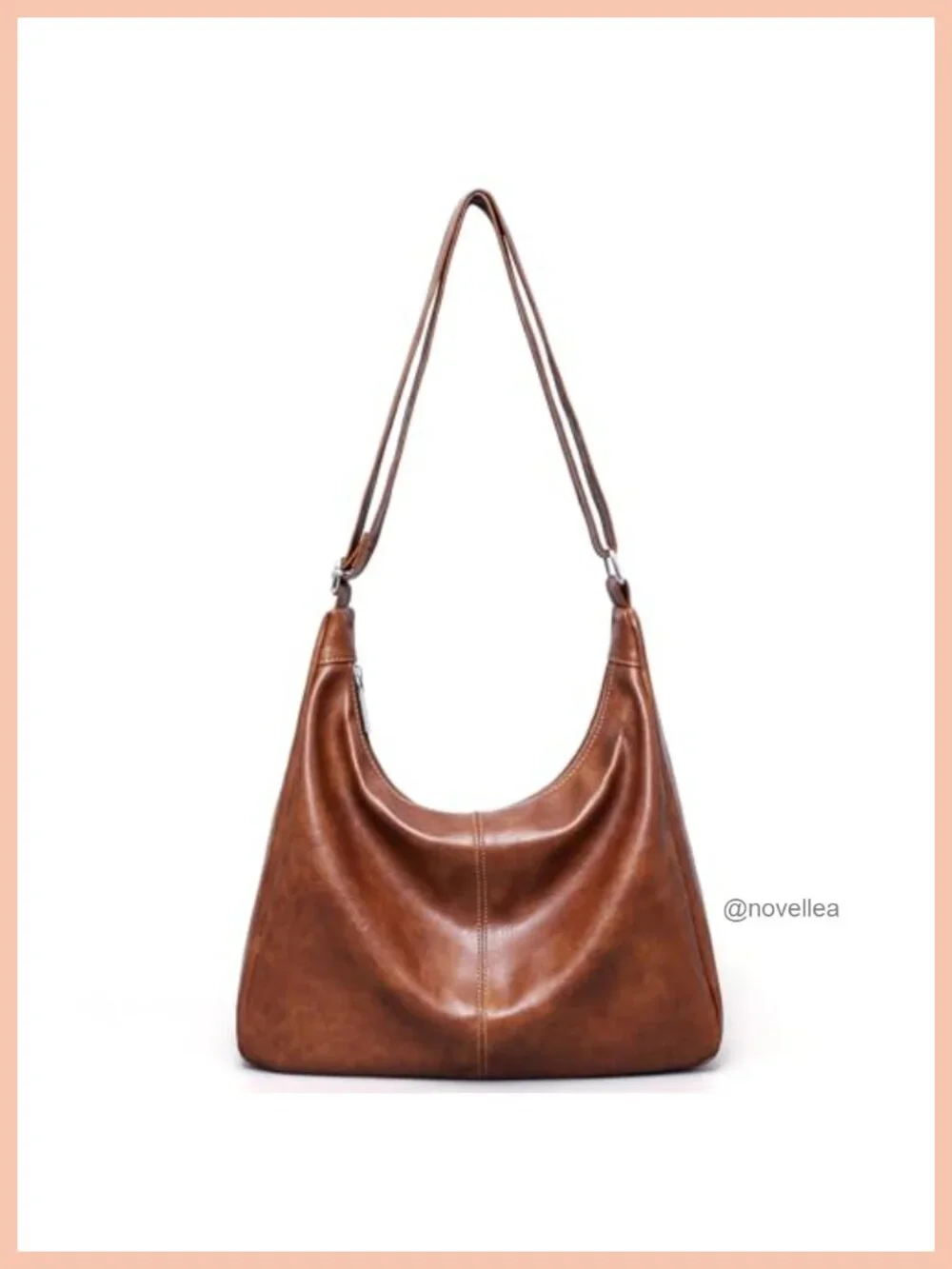 Women Vegan Leather Hobo Bag Slouchy Shoulder Tote Crossbody Adjustable Strap 5